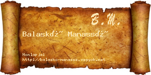 Balaskó Manassé névjegykártya